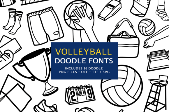 Volleyball Doodle Font: Playful Icons for Dynamic Design